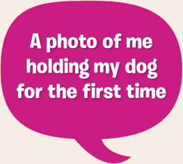 A photo of me holding my dog for the first time